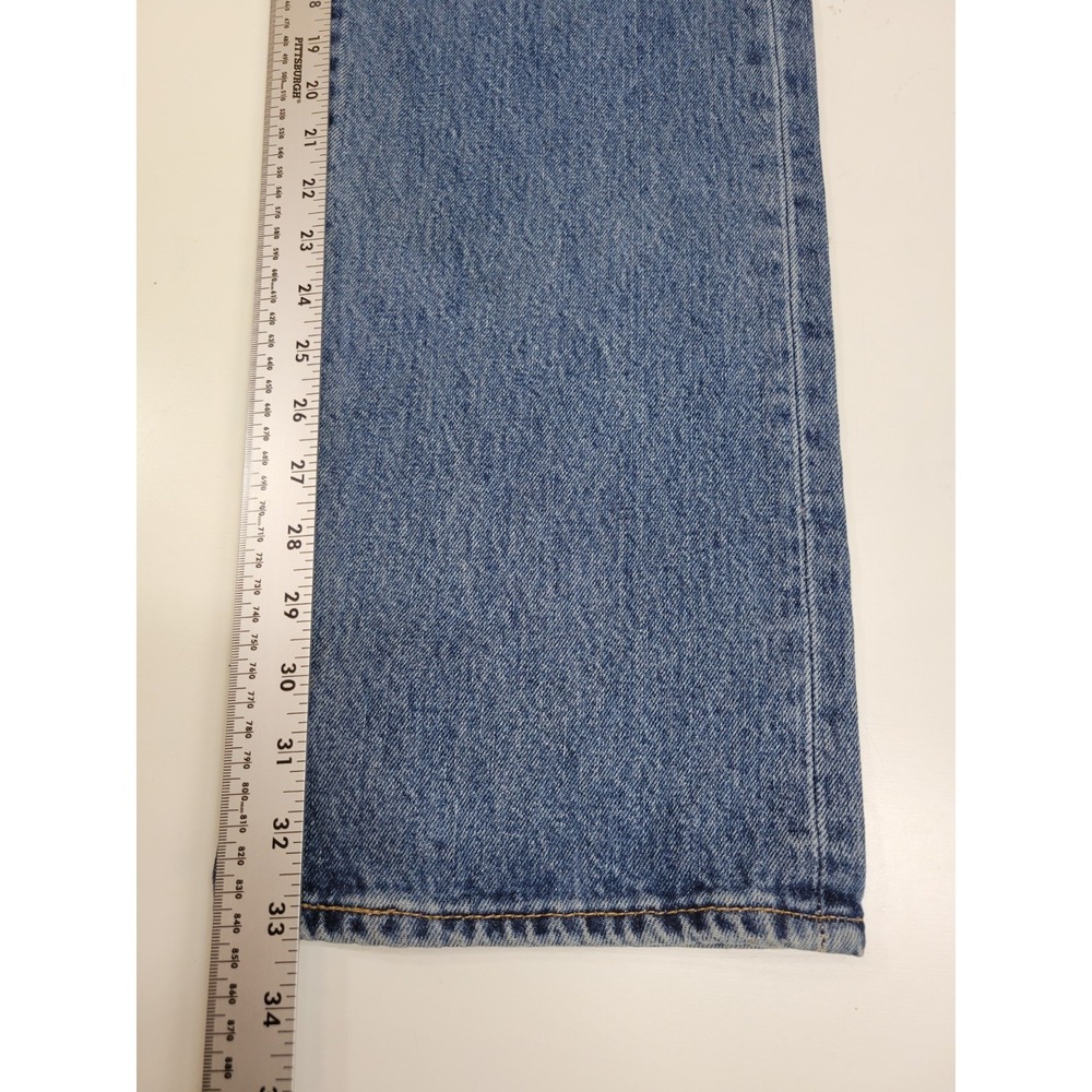 Levis 501 Mens Jeans 36x34 Blue Medium Wash Straight Leg Button Fly Denim - Picture 5 of 7